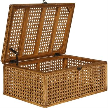 Cliquez pour agrandir et passer en diaporama Malle en bois de pin et cannage - naturel H14