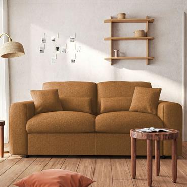 Canapé 3 places fixe en tissu chenille Benjo - jaune arganPIUMA