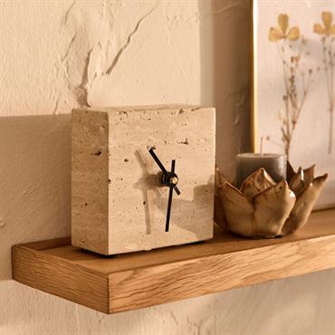 Cliquez pour agrandir et passer en diaporama Horloge à poser en travertin L10xH10cm - naturelPEYRE