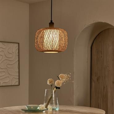 Suspension non électrifiée en bambou et papier D29cm - naturelMONIA
