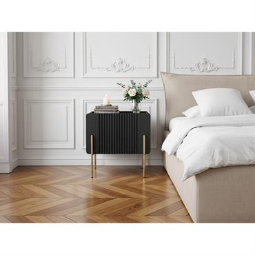 Cliquez pour agrandir et passer en diaporama Table de chevet 1 tiroir MATHILDE pieds or noir BOBOCHIC