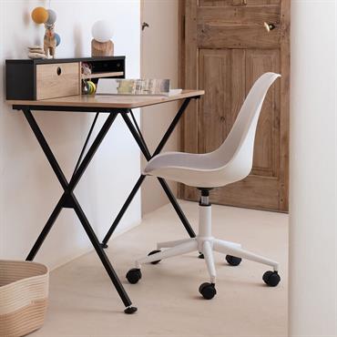 Cliquez pour agrandir et passer en diaporama Chaise de bureau dactylo en tissu à roulettes - blancCOLETTE