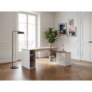 Bureau d'angle droit PRAGUE BOBOCHIC Un bureau tendance Pure expression du style scandinave, le bureau d'angle droit PRAGUE sublimera votre pièce grâce à ses belles finitions. Des poignées qui tranchent avec le reste de ...