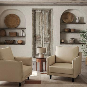 Fauteuil en tissu - beige roucasLENITA