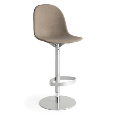 Tabouret pivotant  ACADEMY structure métal assise tapissé aspect cuir vintage désert