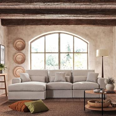 Canapé petit angle gauche fixe en velours côtelé sastel - gris boriePIUMA