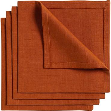 Cliquez pour agrandir et passer en diaporama Lot de 4 serviettes de table en coton 41x41cm - brun rustrelLANIS