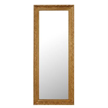 Miroir rectangulaire à moulures en bois de paulownia doré 59x145