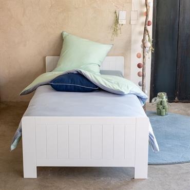 Housse de couette enfant bicolore 140x200cm et 1 taie d'oreiller 63x63cm - bleuPOLKA