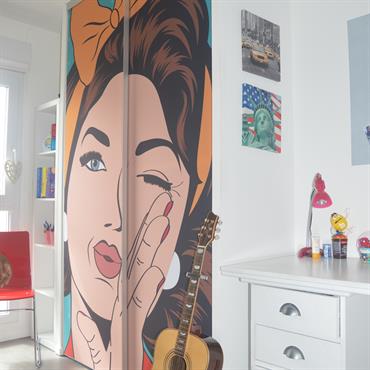 Porte de dressing coulissante 2 vantaux pour chambre ado 