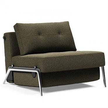 Cliquez pour agrandir et passer en diaporama INNOVATION LIVING Fauteuil design CUBED 02 ALU convertible 200x90cm tissu Bouclé Forest Green
