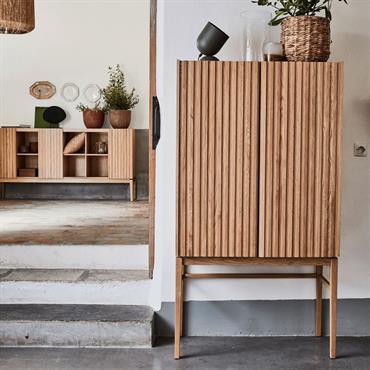 Cliquez pour agrandir et passer en diaporama Buffet haut plaqué chêne H155cm - bois clairFEVE