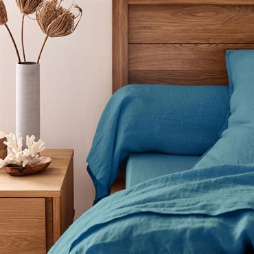 Cliquez pour agrandir et passer en diaporama Taie de traversin en lin lavé - bleu figuerolles 45x190cmVENCE