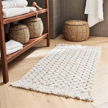 Cliquez pour agrandir et passer en diaporama Tapis de bain point bulle en coton 50x80cm - beigeBUSSANA
