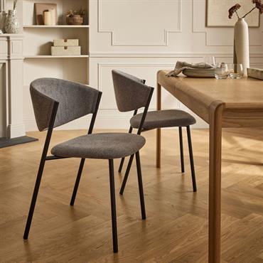Cliquez pour agrandir et passer en diaporama Lot de 2 chaise de repas épurée en tissu - gris