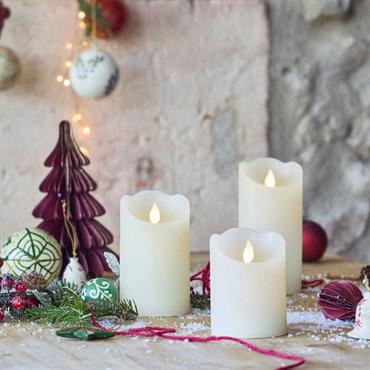 Lot de trois bougies à LED H26cm - blancAMBRUS