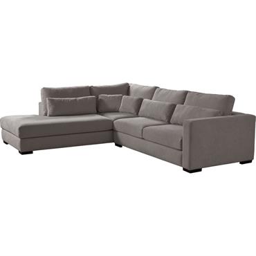 Canapé petit angle méridienne gauche fixe en tissu Bloq - grisBATIS