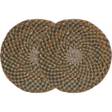 Lot de 2 sets de table ronds en jonc de mer D36cm - vertJOSEON