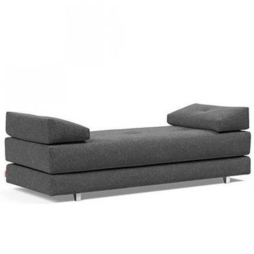 Cliquez pour agrandir et passer en diaporama Méridienne design SIGMUND ALU convertible lit 160x200 cm tissu Taura Deep Grey
