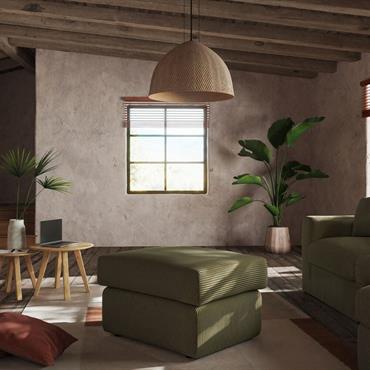 Pouf en velours côtelé - vert cèdrePIUMA