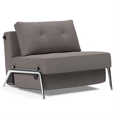 INNOVATION LIVING  Fauteuil design CUBED 02 ALU convertible 200x90cm tissu Mixed Dance Grey