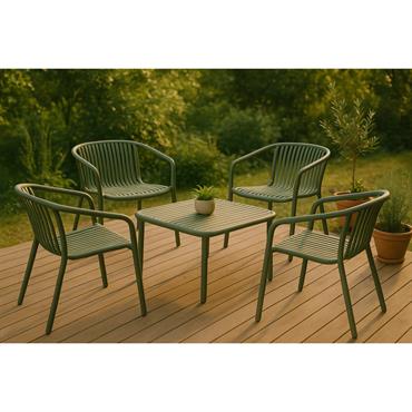 Cliquez pour agrandir et passer en diaporama Salon de jardin RHODES avec table basse carrée 80 cm