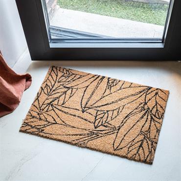 Cliquez pour agrandir et passer en diaporama Paillasson en fibres de noix de coco et revers en vinyle à motifs laurier - naturel 80x50cmLAURIER