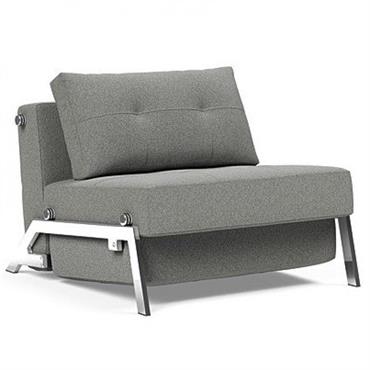 INNOVATION LIVING  Fauteuil design SOFABED CUBED 02 CHROME Bouclé Ash Grey convertible lit 200x90 cm