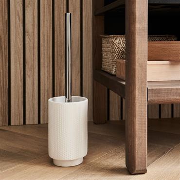 Balai et porte balai WC en céramique - blanc ventouxGHIBO