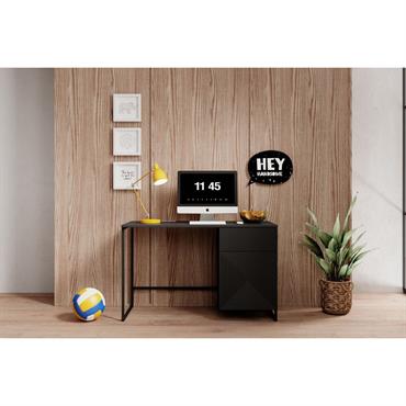 Cliquez pour agrandir et passer en diaporama Bureau 1 porte et 1 tiroir ALICE pieds en métal noir BOBOCHIC