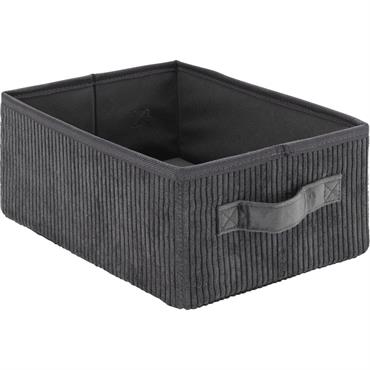Cliquez pour agrandir et passer en diaporama Panier de rangement en velours côtelé H12xL26xl20 cm - gris ardoiseVELA