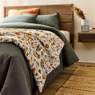 Édredon 100x180cm motif Provence en coton - marronSOULEOU