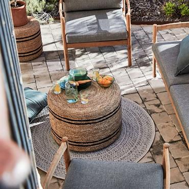 Set de 2 tables basses rondes en jacinthe d'eau - naturelCAIRANNE