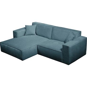 Canapé petit angle gauche fixe en tissu genesis - bleuKUBO