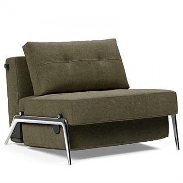 INNOVATION LIVING  Fauteuil design CUBED 02 ALU convertible 200x90cm tissu Cordufine Pine Green