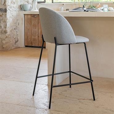 Lot de 2 chaise de bar en tissu h66cm - beige 