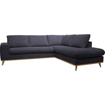 Canapé d'angle droit fixe en tissu Crown - bleu calabrunCAPIA