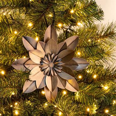 Suspension de Noël fleur en fer D20cm - doréMONEIN