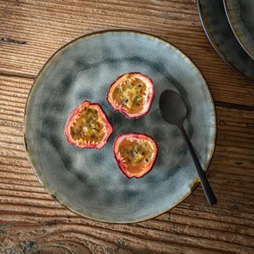 Cliquez pour agrandir et passer en diaporama Lot de 4 assiette à dessert en grès émail réactif d20cm - gris