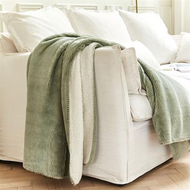 Plaid imitation fourrure 130x170cm - vert olivierMARIUS