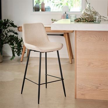 Lot de 2 tabouret haut de repas en tissu h65cm - gris 