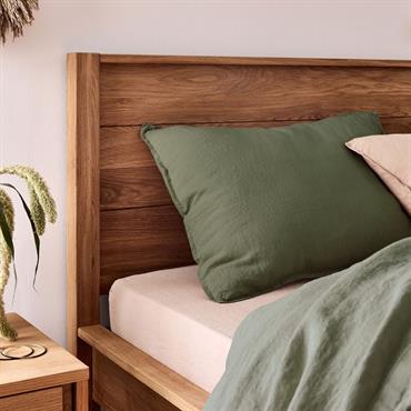 Lot de 2 taies d'oreiller en lin lavé - vert cèdre 50x70cmVENCE