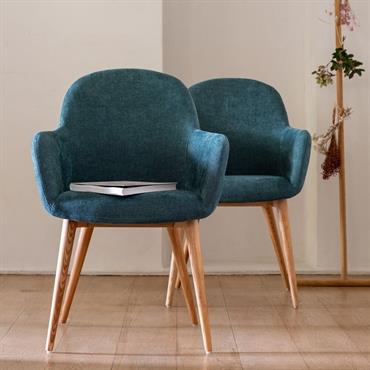 Cliquez pour agrandir et passer en diaporama Chaise en tissu avec accoudoirs - vertCORI