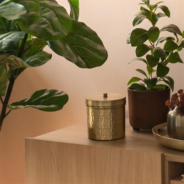 Cliquez pour agrandir et passer en diaporama Boîte décorative ronde en fer - doré D10xH10cmALMABNI