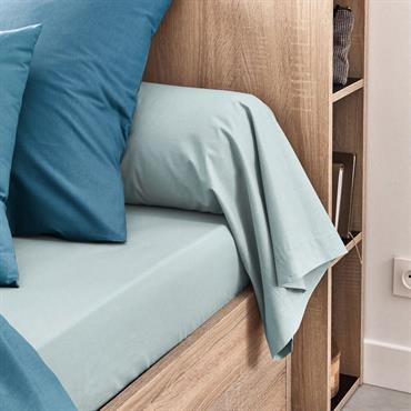 Cliquez pour agrandir et passer en diaporama Taie de traversin en coton - bleu calaluna 43x190cmCALANQUES