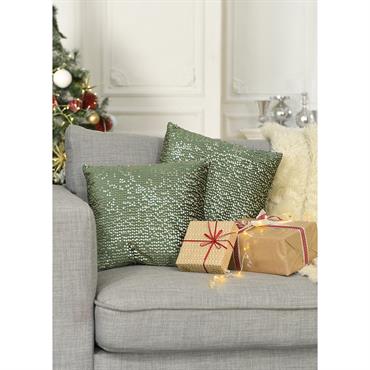 Housses de coussin velours et sequins - RUSSE - Vert Lot 2 - Polyester - Taille 