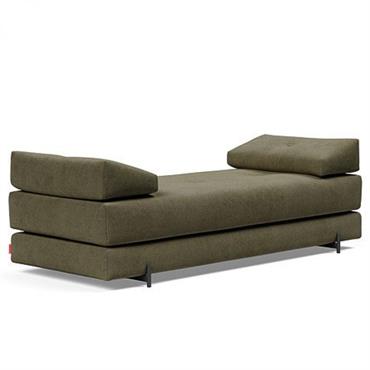 Cliquez pour agrandir et passer en diaporama Méridienne design SIGMUND INDU convertible lit 160x200 cm pieds Acier noir tissu Cordufine Green