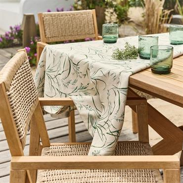 Cliquez pour agrandir et passer en diaporama Nappe à motif végétal en coton 150x250cm - vertOYAT