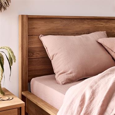 Lot de 2 taies d'oreiller en lin lavé - rose rosa 50x70cmVENCE