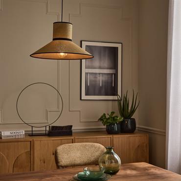 Suspension électrifiée en lin et papier D44cm - naturelAARON